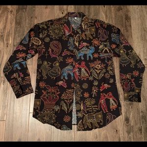 African Style Button Down Black Shirt